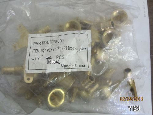 16 lot 1/2&#034; pex x 1/2&#034; fpt female drop ear elbow brass crimping fitting bpf8001 for sale