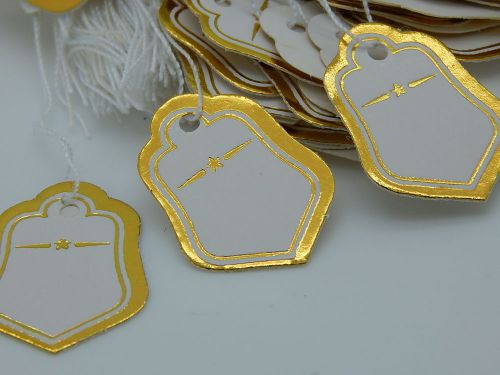 Lots of 25 new white with golden color product card price tag