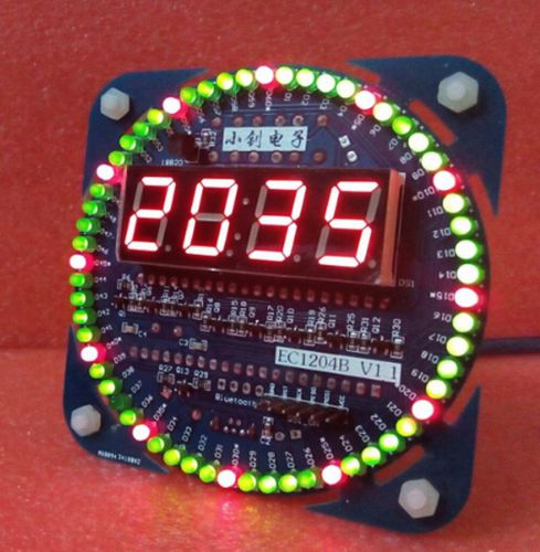 Diy ds1302 rotation led electronic clock kit 51 scm learning board creative gift for sale
