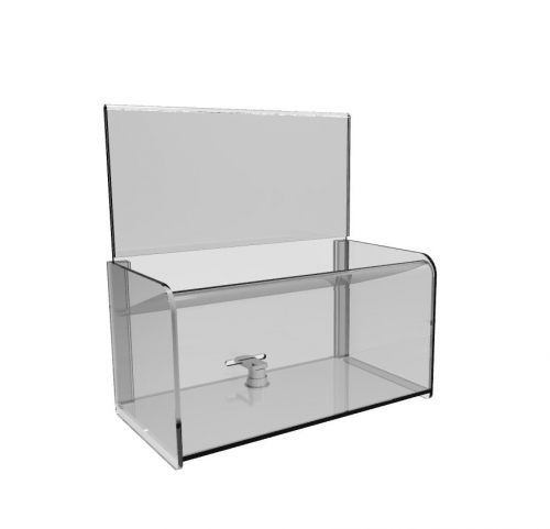 12178 Clear Acrylic Plexiglass Donation Box with Easy Drop Funnel 12178