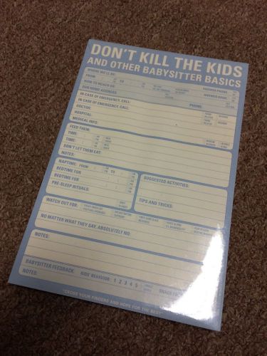 Brand New Knock Knock Don&#039;t Kill The Kids And Other Babysitter Basics Notepad