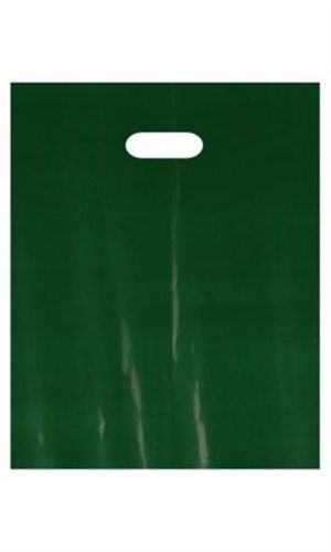 On sale 500 dark green plastic shopping bags diecut 13x3x18  retail party for sale