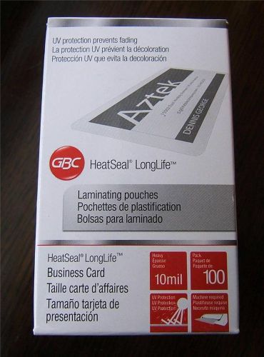 100 GBC 10mil Heavy HeatSeal LongLife UV Business Card Laminating Pouches