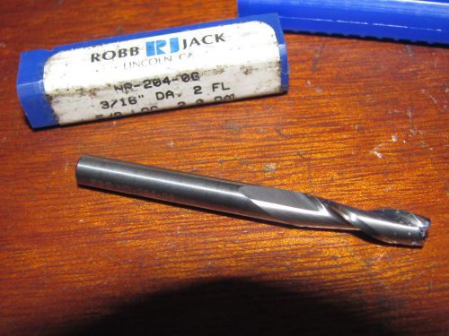 BRAND NEW SOLID CARBIDE 3/16&#034; END MILL , 2 FLUTE  , ROBB JACK