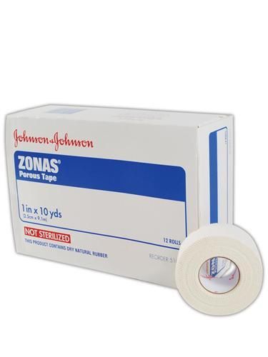 Johnson &amp; Johnson Zonas Porous Tape, 1&#034; x 10 yds., 12 rolls per Box #5104