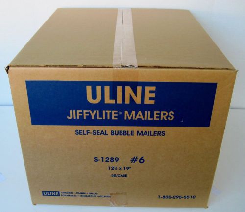 Uline Size 6 Jiffylite Cushioned Mailers 12.5&#034;x19&#034; 50/case S1289 self seal kraft