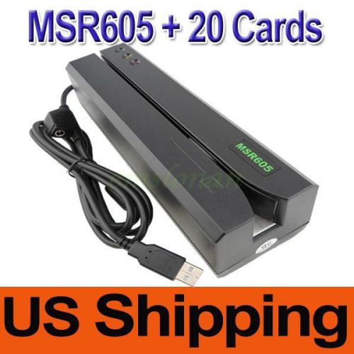 Msr605 magnetic card reader writer encoder stripe swipe credit msr206+20pcs card for sale