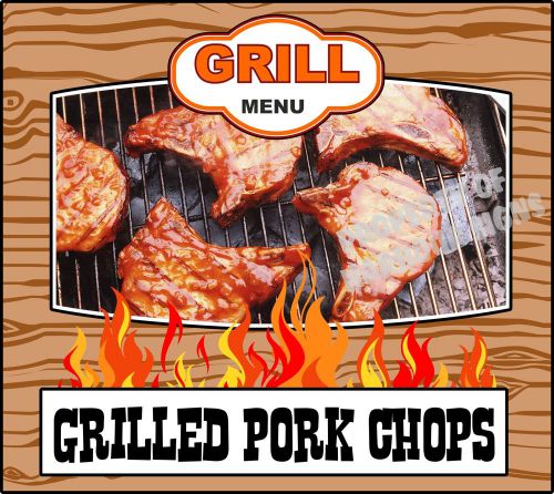 Grill Menu Grilled Pork Chops Decal 14&#034; BBQ Food Truck Concession Restaurant