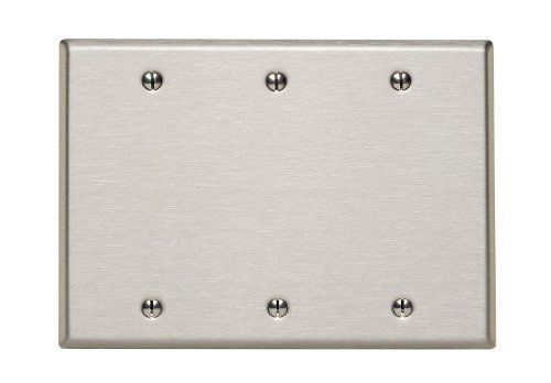 Leviton 84033-40 3-Gang No Device Blank Wallplate  Box Mount  Stainless Steel