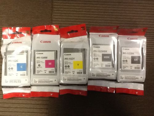 Canon iPF765 760 755 cmykk inks new pfi102mbk pfi102bk pfi102c pfi102y pfi104m