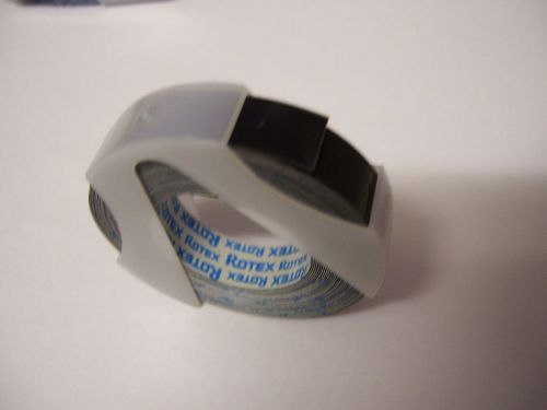 NEW ROLL! ROTEX LABELING TAPE BLACK Glossy Black 3/8&#034; x 12 Ft  Label Embossing