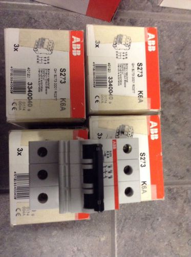 New abb  s273 k6a 6 amp 277-480 vac 3-pole circuit breaker 10kaic iec 947 for sale