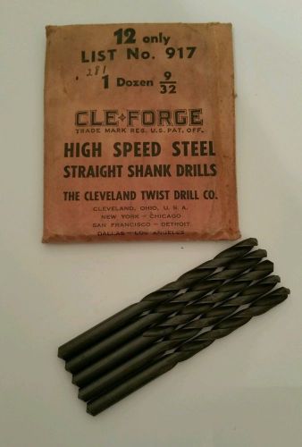 5 NOS Cle-forge 9/32 High Speed Steel Straight Shank Drill Bits
