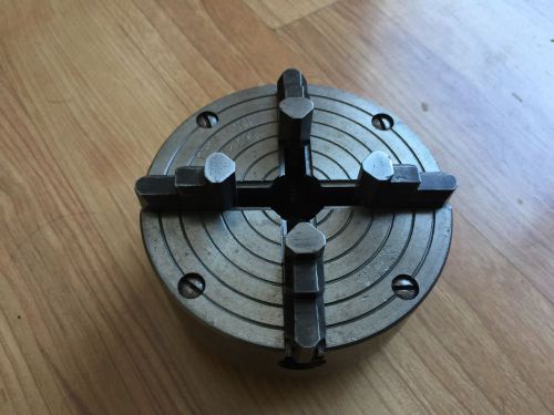 Machinex 5 metal lathe craftsman 4&#034; 4 jaw chuck with rare back plate 1&#034;x 16 tpi for sale