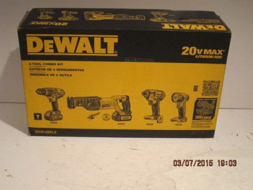 DeWalt DCK492L2, 20V-MAX CORDLESS LITH-ION PREMIUM 4-TOOLCOMBO KIT F/SHP NISB!