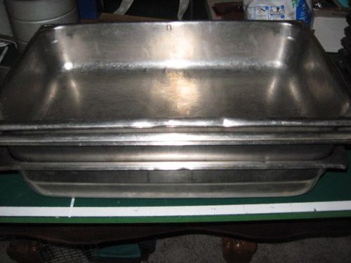 Four FULL SIZE 4&#034; DEEP STAINLESS STEAMTABLE PANS FOOD PAN HOT TABLE STEAM PAN