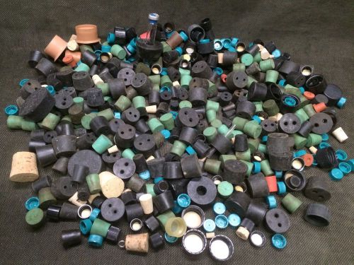 Lot rubber stoppers, corks, lids, filter tops, stopper, cork for sale