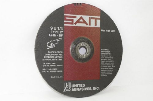 SAIT Type 27 Grinding Wheel 9&#034;x 1/4&#034; A24N-BF FOR METALS (LOT OF 5)