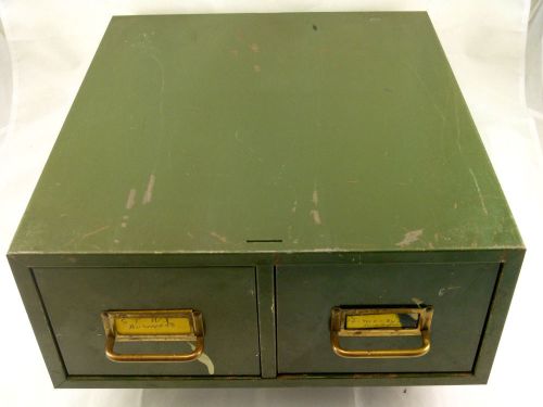 Vintage industrial green metal file box photo index card art tool cabinet for sale