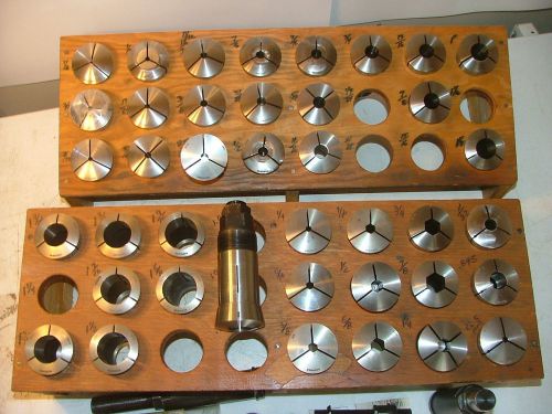 Hardinge 16c collets, round and hex, with 15 stock stops 40 total 1 is lyndex for sale