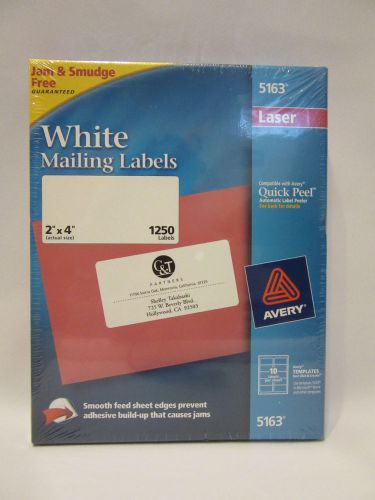Avery 5163 quick peel white mailing labels - 2&#034; width x 4&#034; length, 1250 / box for sale