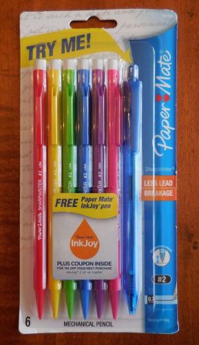 PAPERMATE SHARP WRITER MECHANICAL PENCIL 6 PACK SET WITH FREE INKJOY PEN NEW