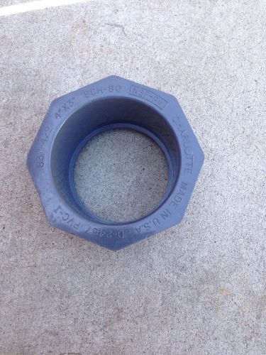 Pvc pipe fitting sch 80 4&#034;x 3&#034; reducer charlotte made in usa for sale