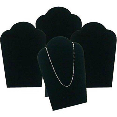 4 Black Velvet Padded Necklace Pendant Display Bust Easels 5.25&#034; Brand New!