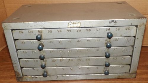 Vintage Huot Industrial Machine Drill Bit 5 Drawer Cabinet With Over 300 Bits