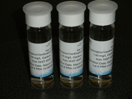 TOTAL ORGANIC CARBON TOC CALIBRATION STANDARD 1ppm 1 mg/L NIST TRACEABLE 40mL x3