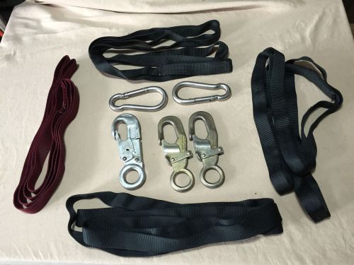 Set of 5 steel carabiner locking snap hooks msa miller and slings straps for sale