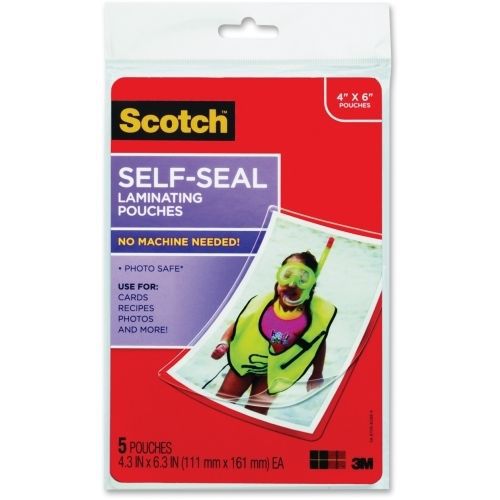 LOT OF 4 Scotch Self-sealing Laminating Pouch -4&#034;x6&#034;x9.6 mil -5/Pack- MMMPL900G