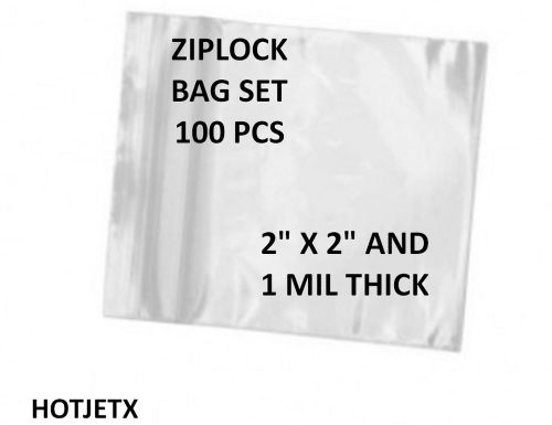 ZIPLOCK BAGS 100 PCS 2&#034;X2&#034; 1 MIL PLASTIC FOOD BOOK JEWELRY HARDWARE VITAMIN PILL