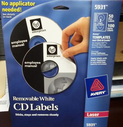 Avery Removable White CD Labels # 5931
