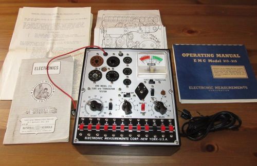 EMC Model 215 Tube and Transistor Tester with Manual Instructions as-is kit