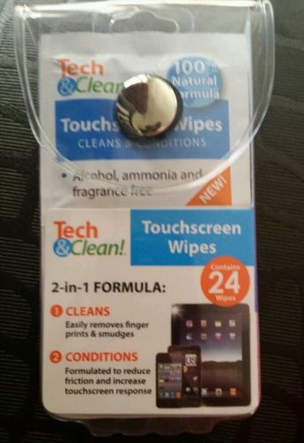 24 Count Individually Wrapped Tech &amp; Clean Touchscreen Wipes Cleans &amp; Conditions