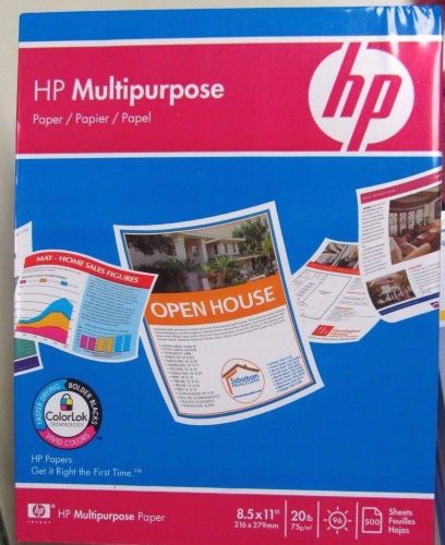 1 Ream HP Multipurpose Paper 96 Bright 500 Sheets 8.5&#034; x 14&#034; 20 lb ColorLok