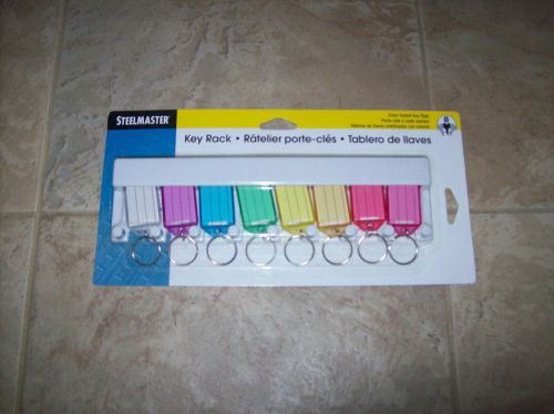 Multi-color key rack, 8-key, 2 3/4 x 1/2 x 10 1/2, plastic, white (best price) for sale