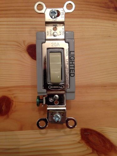 (Box of Ten) Hubbell Illuminated Single Pole Toggle Switch 20A 120/277v Ivory