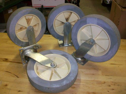 Set of 4 four casters caster wheel 10&#034; industrial greased fitting swivel generic for sale