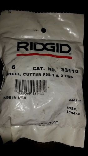 New!! Ridgid Pipe Cutter Wheel No.33110 F3S 1&amp;2 Wheel F/SS bag of 6