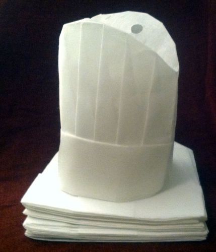 Lot of 12 CHEF HATS Paper Disposable Adjustable Cook Bake Kitchen