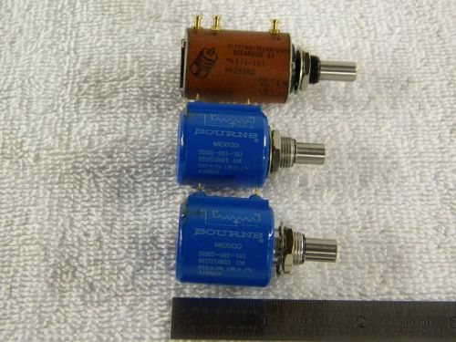 Lot of 3, Various Potentiometers, Bourns &amp; Electro-Techniques, 10 turn, NEW-NOS