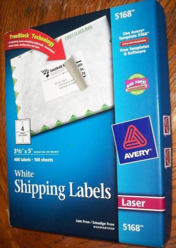 Avery 5168 White Shipping Labels 3 1/2 x 5 - 400 Labels 100 Sheets