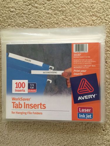 Avery WorkSaver Tab Inserts (For 1/3 Cut Pendaflex Tabs) - 9 Packs of 100