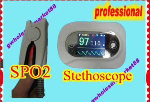 New Visual Electronic Stethoscope ECG EKG monitor holter PR with SpO2 probe