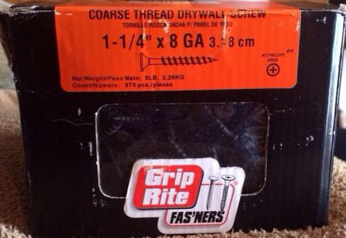 GRIP RITE FAS&#039;NERS  1-1/4&#034; X 8 GA COARSE THREAD DRYWALL SCREW  5 LBS. New In Box