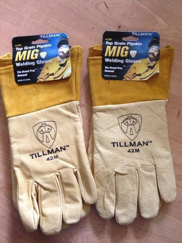 Tillman medium mig welding gloves pigskin leather w/ 4&#034;cuff 2 pairs for sale