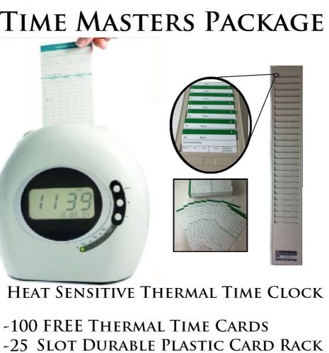 EXCLUSIVE THERMAL TIME CLOCK PACKAGE w/100 TIME CARDS &amp; CARD RACK FREE SHIPPING!