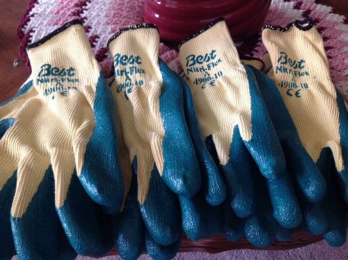 Best nitri-flex a 4900-10 ce yellow/green coated gloves-4 pair! for sale